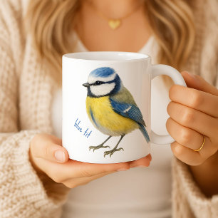 Pimpelmees mok, Aquarel tuin vogel kunst Koffiemok