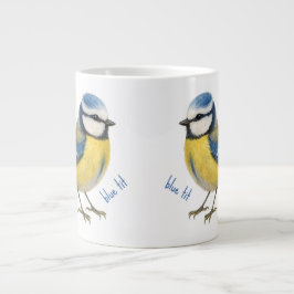Pimpelmees mok, waterverf tuin vogel kunst grote koffiekop