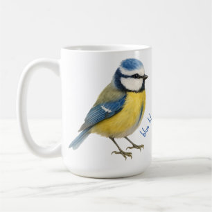 Pimpelmees Vogelmok, Aquarel Tuinvogel Kunst Koffiemok