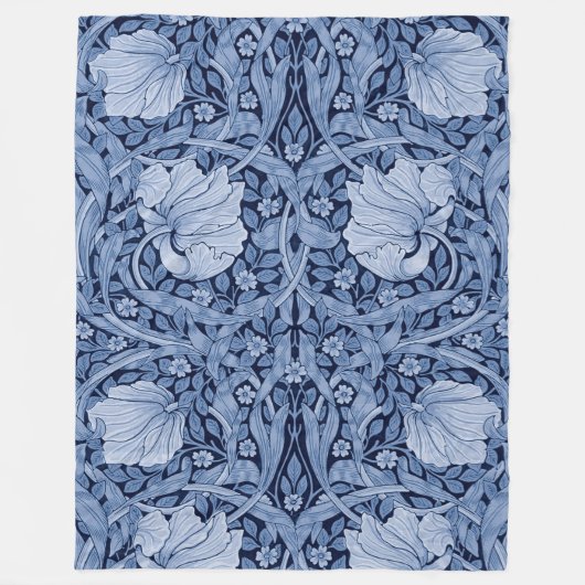 Pimpernel Blue Monotone, William Morris Fleece Deken (Voorkant)