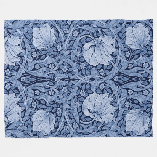 Pimpernel Blue Monotone, William Morris Fleece Deken (Voorkant (Horizontaal))