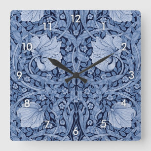 Pimpernel Blue Monotone, William Morris Vierkante Klok