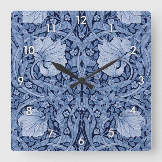 Pimpernel Blue Monotone, William Morris Vierkante Klok (Voorkant)