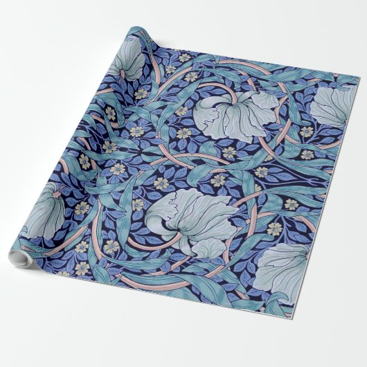 Pimpernel Blue, William Morris Cadeaupapier (Uitgerold)