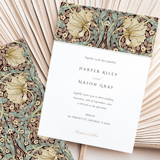 Pimpernel Elegant Bloemenkunst Nouveau Bruiloft Kaart