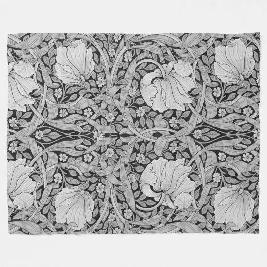 Pimpernel Gray Monotone, William Morris Fleece Deken (Voorkant (Horizontaal))