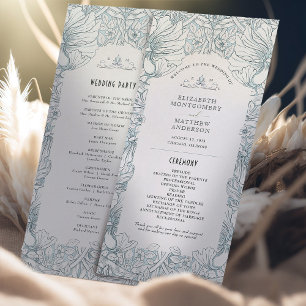  Pimpernel huwelijksprogramma William Morris Programmakaart