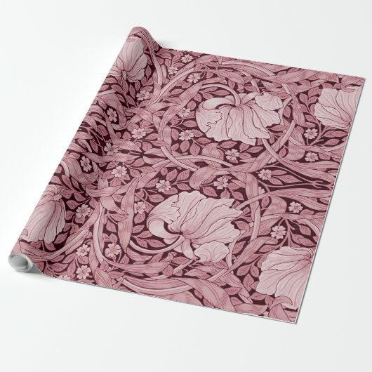 Pimpernel Maroon, William Morris Cadeaupapier (Uitgerold)