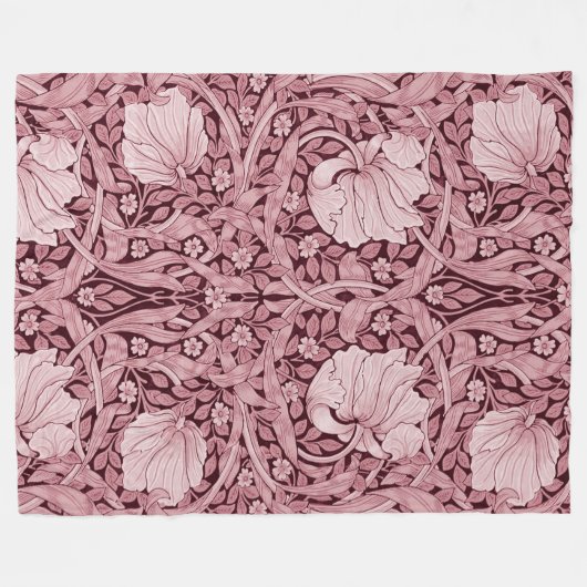 Pimpernel Maroon, William Morris Fleece Deken (Voorkant (Horizontaal))