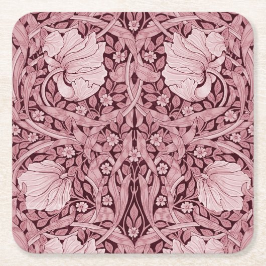 Pimpernel Maroon, William Morris Kartonnen Onderzetters (Voorkant)