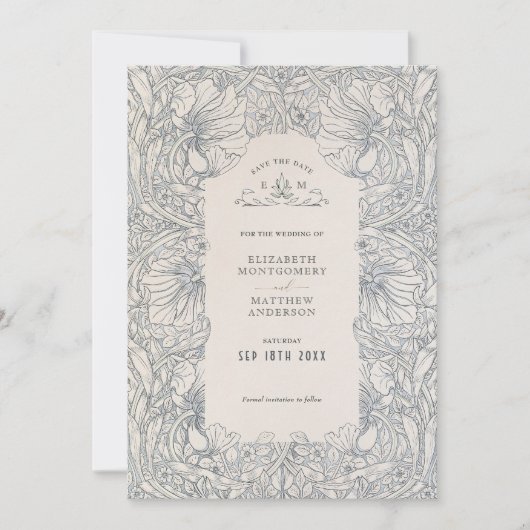 Pimpernel Muted Blue Steel Grey William Morris Kaart (Voorkant)