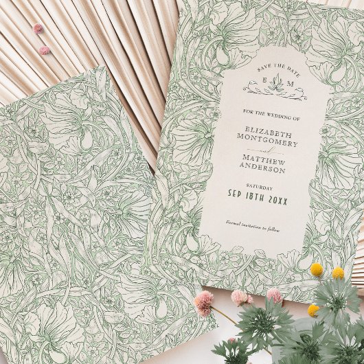 Pimpernel Muted Sage Green Cream William Morris Kaart