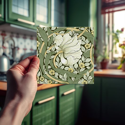 Pimpernel naadloos 1/2 William Morris Arts Crafts Tegeltje