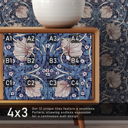 Pimpernel Naadloos 3 van 12 Stoffig Blauw & Warm W Tegeltje