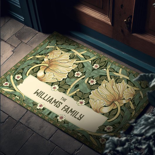 Pimpernel Pattern Groen Goud William Morris Deurmat