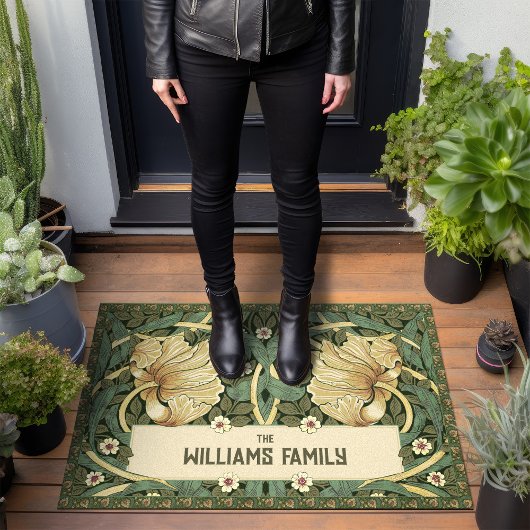 Pimpernel Pattern Groen Goud William Morris Deurmat