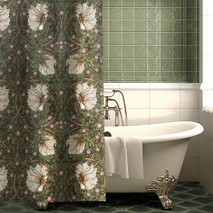 Pimpernel Sage Groen & Warm Wit Patroon Morris Douchegordijn