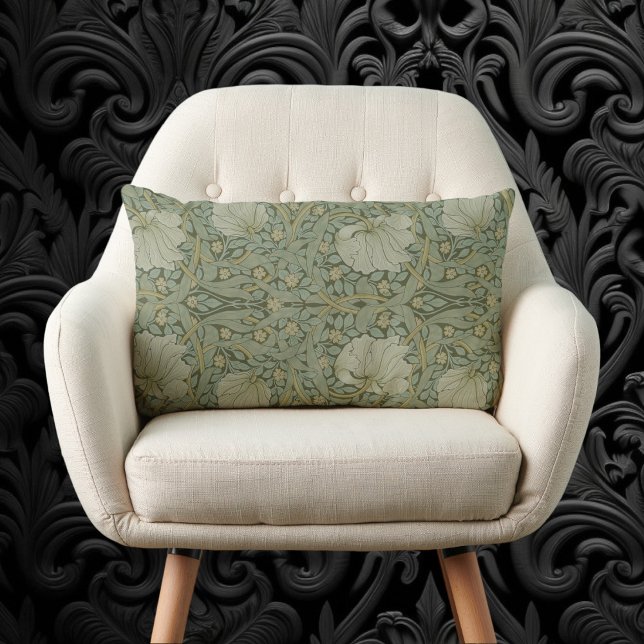 Pimpernel van William Morris  Floral Textile Kussen (Pimpernel by William Morris Vintage Floral Textile Lumbar Pillow)
