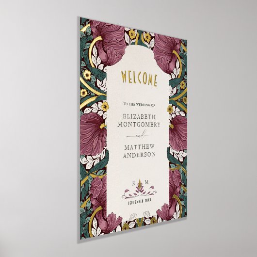 Pimpernel William Morris Bruiloft Welkomstbord Folie Afdrukken (Laagn)