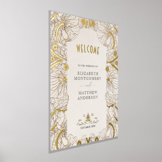 Pimpernel William Morris Bruiloft Welkomstbord Folie Afdrukken (Laagn)