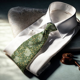 Pimpernel William Morris Dark Green Gold Pattern Stropdas