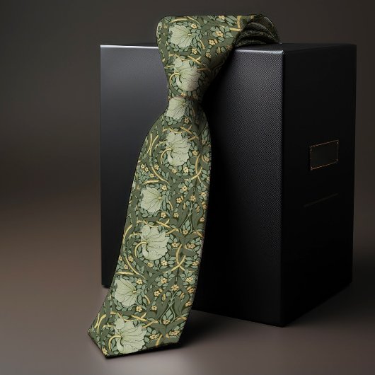 Pimpernel William Morris Dark Green Gold Pattern Stropdas