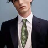 Pimpernel William Morris Dark Green Gold Pattern Stropdas
