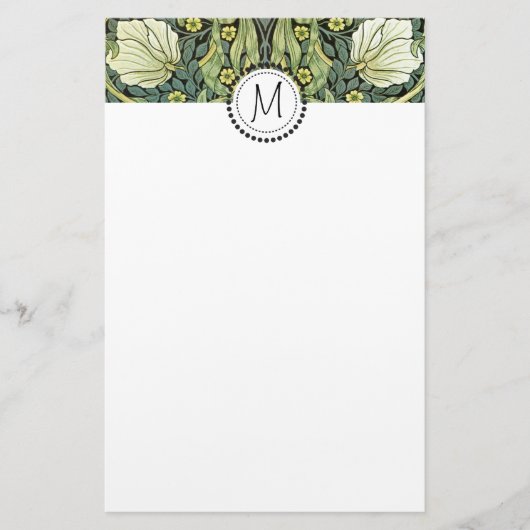 Pimpernel Yellow Flowers William Morris Monogram Briefpapier (Voorkant)