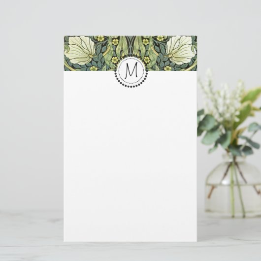 Pimpernel Yellow Flowers William Morris Monogram Briefpapier (Staand voorkant)