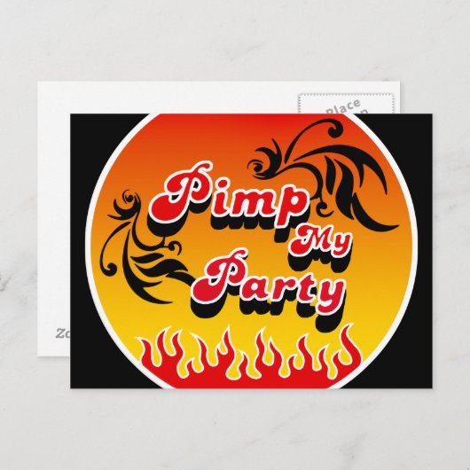 PimpMyParty Uitnodiging Briefkaart (Voorkant / Achterkant)