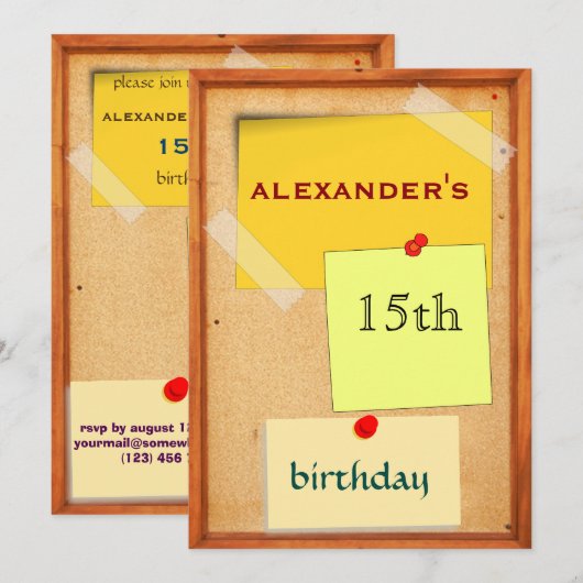 Pin Board Boys 15e verjaardag Kaart (Voorkant / Achterkant)