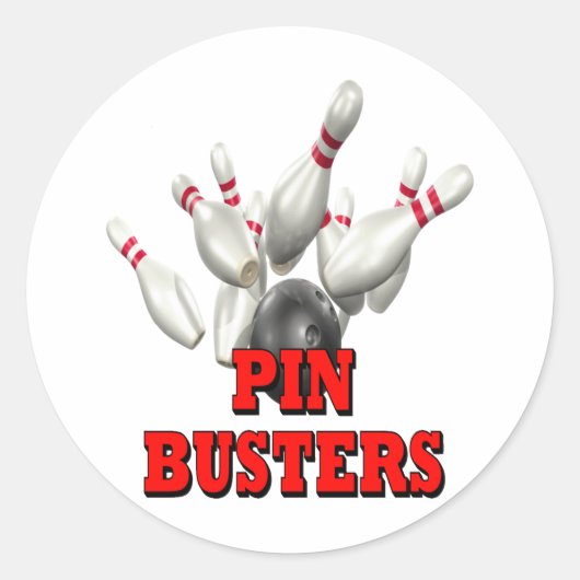 Pin Busters Bowling Ronde Sticker (Voorkant)