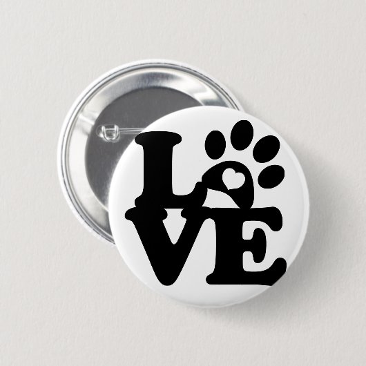 Pin Button Paw Love Dogs Heart (Voorkant /achterkant)