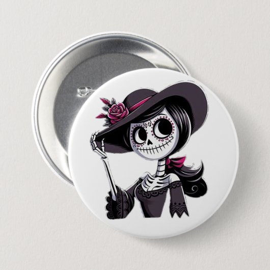 PIN catrina mujer Ronde Button 7,6 Cm (Voorkant /achterkant)