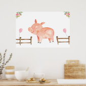 Pin de staart Varkens Farm Animals Girl Birthday R Poster (Keuken)