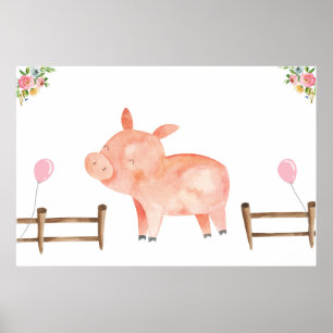 Pin de staart Varkens Farm Animals Girl Birthday R Poster