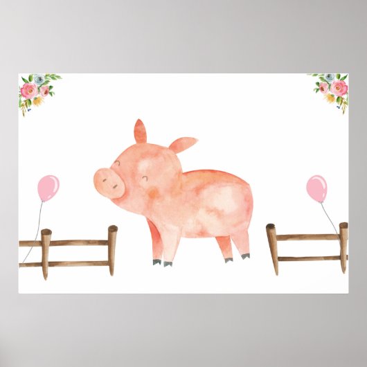 Pin de staart Varkens Farm Animals Girl Birthday R Poster (Voorkant)