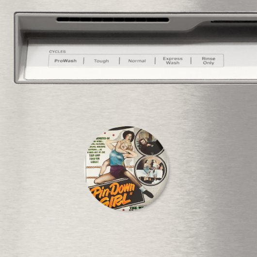 Pin Down Meisje  Lady Wrestlers Poster Magneet (Insitu (Vaatwasser))