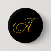 Pin Elegant Monogram Letter A. Ronde Button 5,7 Cm (Voorkant)