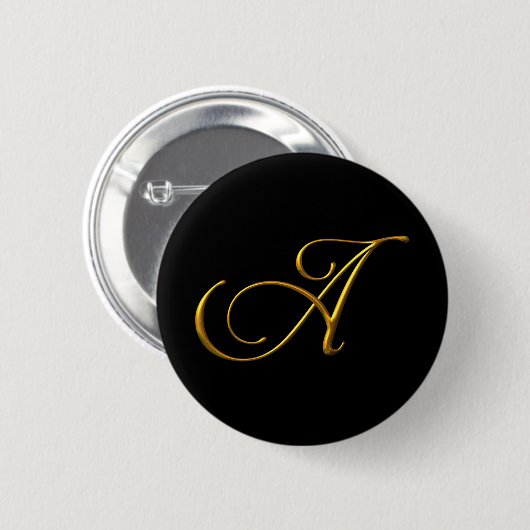 Pin Elegant Monogram Letter A. Ronde Button 5,7 Cm (Voorkant /achterkant)