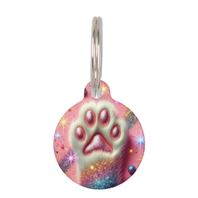 Pin glitter kat ID Label! Huisdierpenning (Voorkant)