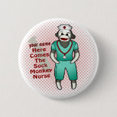 Pin-knop voor Sock Monkey Nurse Ronde Button 5,7 Cm (Voorkant)