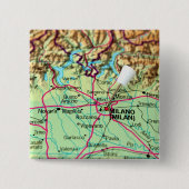 Pin Map of the city, Milaan, Italië Vierkante Button 5,1 Cm (Voorkant)