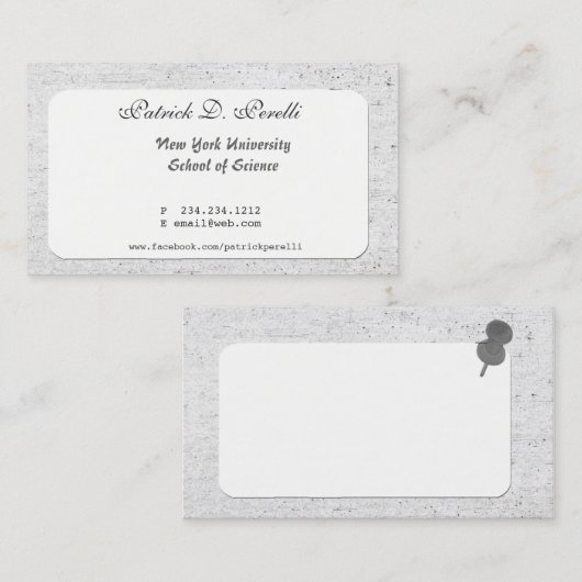 Pin Me Up University Student College Visitekaartje (Voorkant / Achterkant)