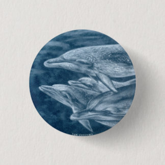 Pin met gepotte dolfijnen ronde button 3,2 cm