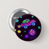 Pin met raketauto-aliens in de ruimte ronde button 5,7 cm (Voorkant /achterkant)