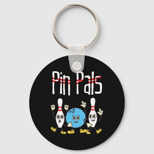Pin Pals Bowling Ball en Pins Dancing Meme Kawaii Sleutelhanger (Voorkant)