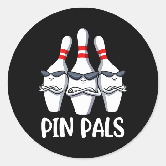 Pin Pals Bowling Ronde Sticker (Voorkant)