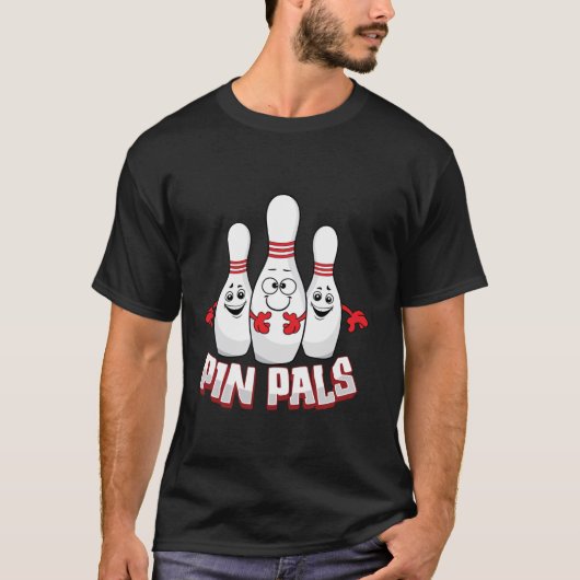 Pin Pals Grappige Bowlers Bowling Speler Team Mann T-shirt (Voorkant)