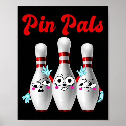 Pin Pals Schattigee bowling Shirt voor mannen vrou Poster (Voorkant)